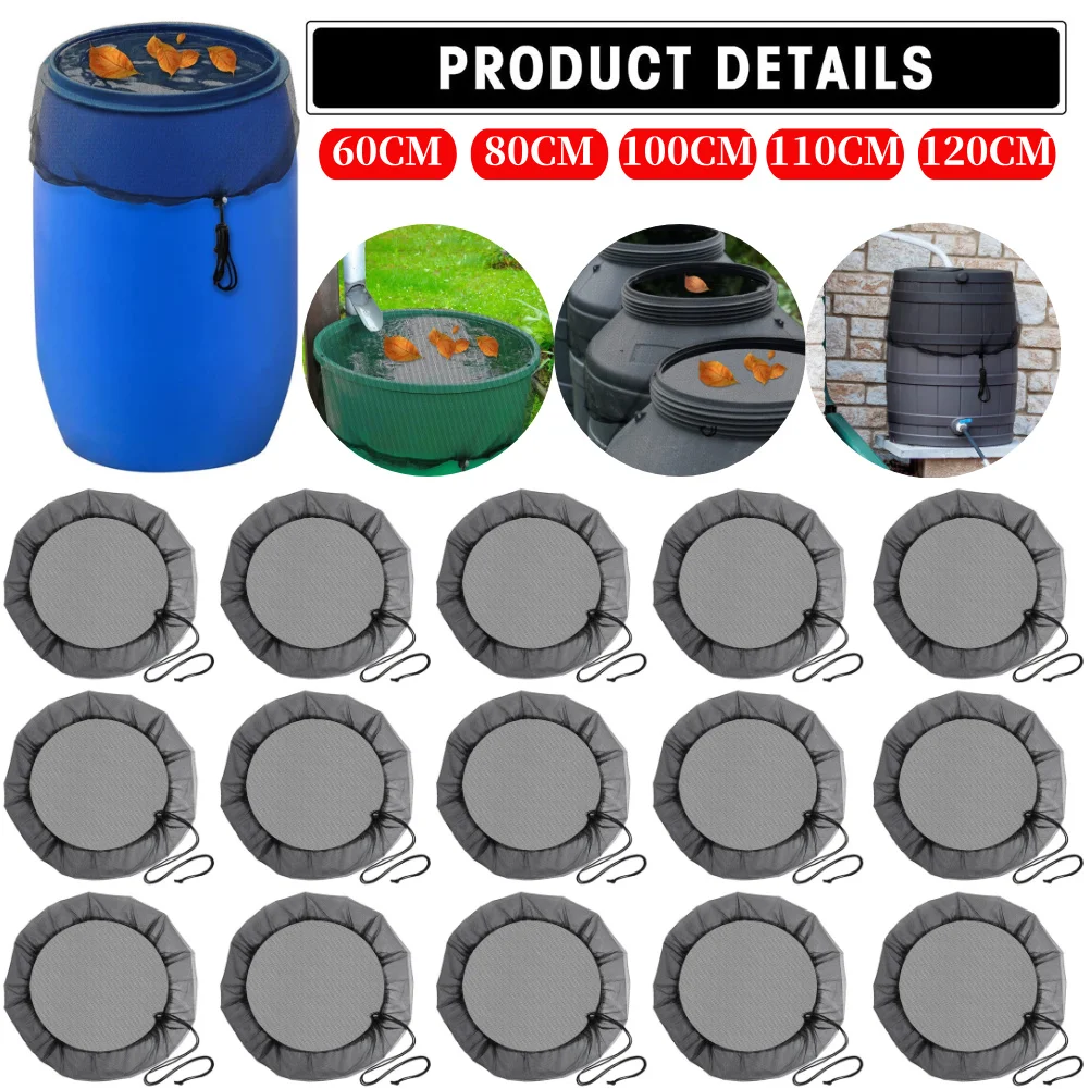 Rain Barrels Screen Water Bucket Covers Rainwater Collector Tank Net Cover 60/80/90/100CM Rain Water Collection Bucket Netting