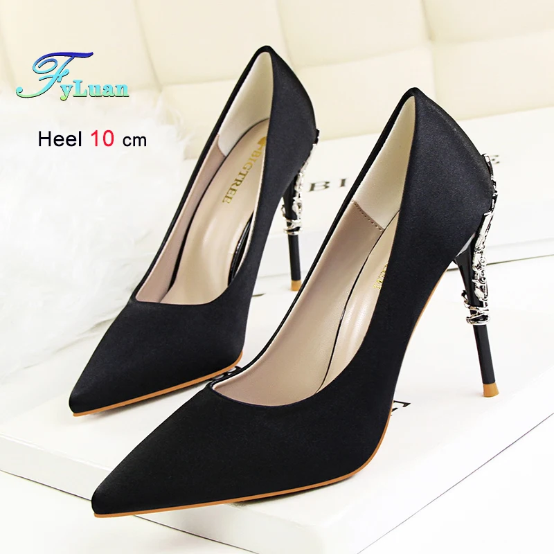 

2023 весна и лето, новые красные женские туфли на высоком каблуке 10 см, остроконечные шелковые женские туфли-лодочки, банкетные модельные туфли на металлическом каблуке
