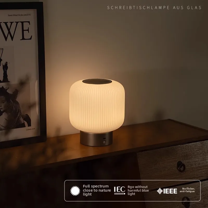 Qixi Festival gifts bedside glass table lamp bedroom entrance modern household touch-sensitive charging table lamp