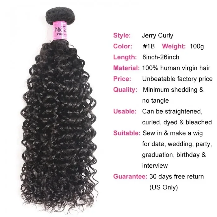 Unice Braziliaanse Haar Weven Krullend Bundels 100% Onverwerkte Virgin Hair Extension Hoge Kwaliteit Kort Menselijk Haar Bundels 8-18inch