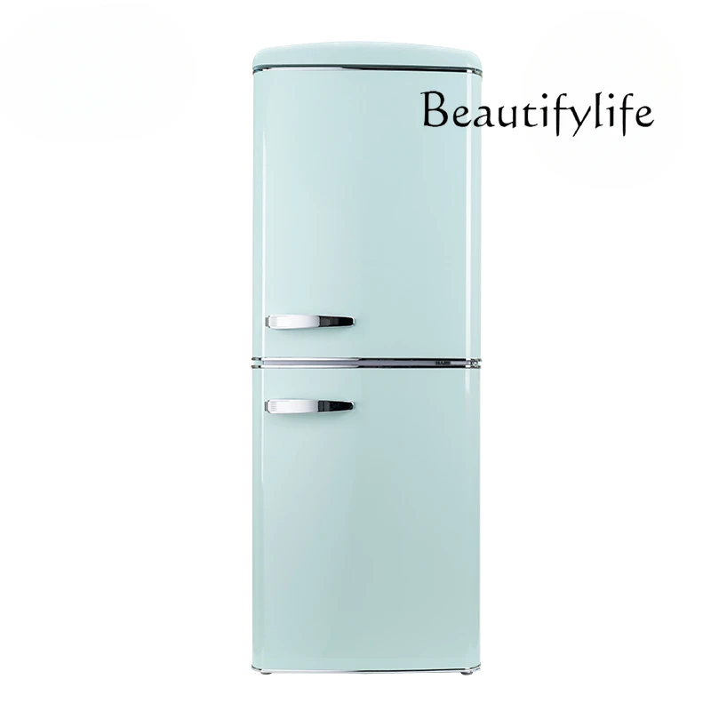 Electronic temperature control Retro refrigerator air-cooled and frost-free small household double door small apartment