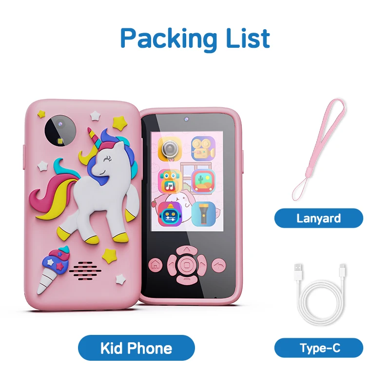 Christmas Sale Kids Phone 32G Mp3 Music Player Puzzle Games Tooddler Leaning Toys Kids Cameras Ages 3-6 7-12 Birthday Gifts