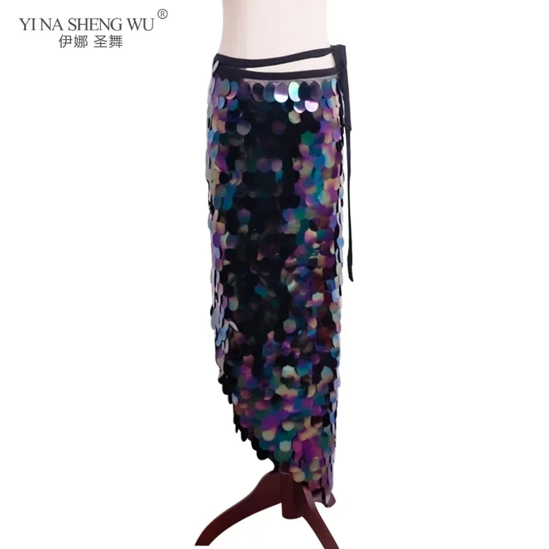 4 ألوان ملابس رقص البطن طويل وشاح الورك سيدة الرقص الشرقي وشاح الورك حزام للف الوسط الترتر مقياس السمك اكسسوارات Dancewear النساء #6