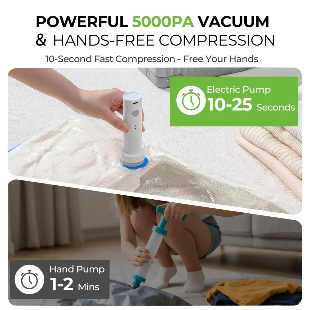 New Rechargeable Electric Vacuum Pump Low Noise Lightweight Compressed Bag Air Pump Mini Portable Vacuum Bag Suction Pump Travel