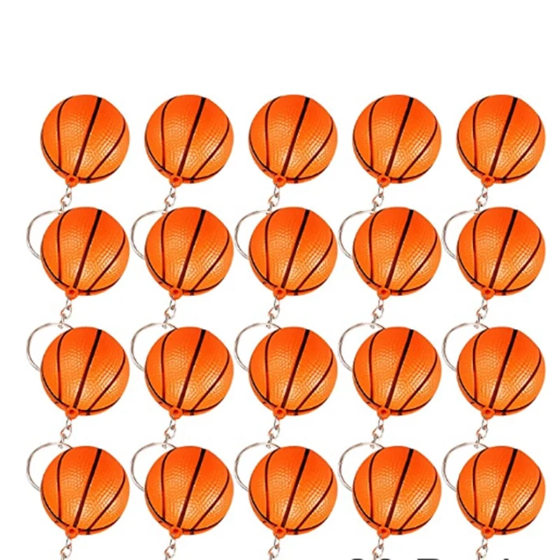 24 Pack Basketball Keychains,Mini Basketball Stress Ball Keychains,Sports Ball Keychains,School Carnival Reward for Kids