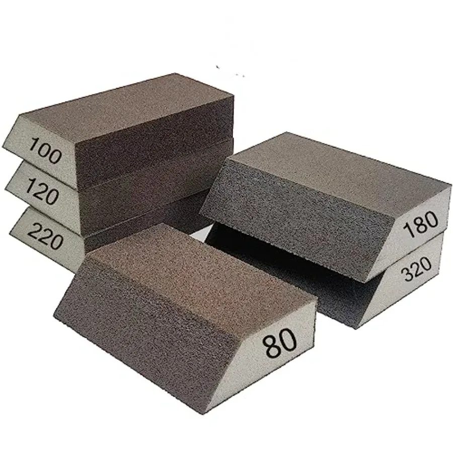 

6 PCS Single Sanding Sponge Set - 80/100/120/180/220/320 Grit Sanding Blocks Assortment, Washable and Reusable