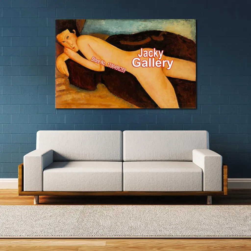 Canvas Art Figure Woman Handmade Amedeo Modigliani Painting Reclining Nude From the Back Modern Abstract Artwork Bathroom Decor