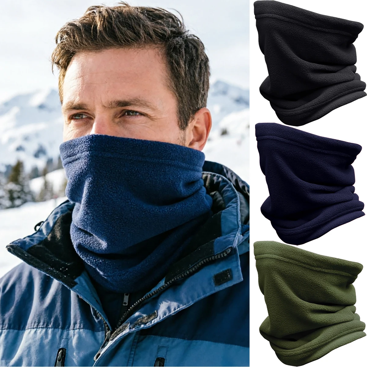 Winter Neck Warmer Scarf Cap Fleece Lined Windproof Gaiter Soft Thermal Insulation for Men Women Halloween Tube Headband Gift