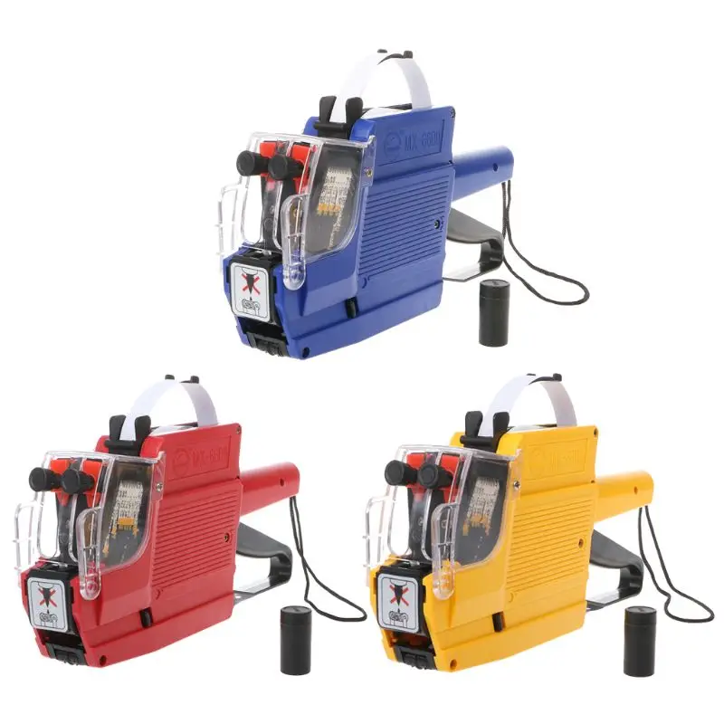 MX-6600 10 หลัก 2-line Labeller ราคาแท็กปืนป้าย 2 สำหรับร้านค้าปลีกราคาแท็กจอแสดงผลเครื่องมือ + ลูกกลิ้งหมึก