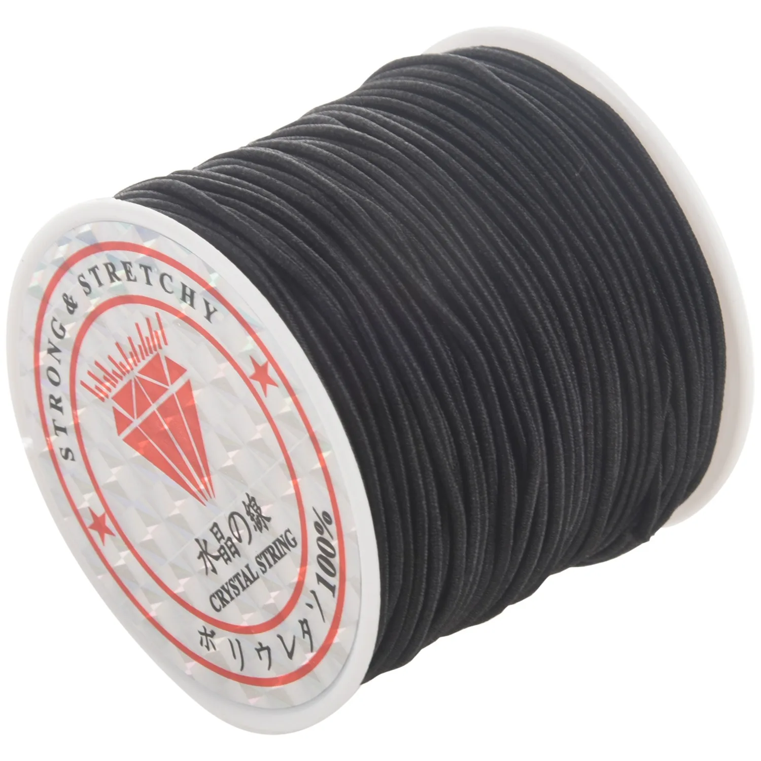 A20I 1 Roll 24m Long Black Round Elastic Beading Thread Cord 1mm