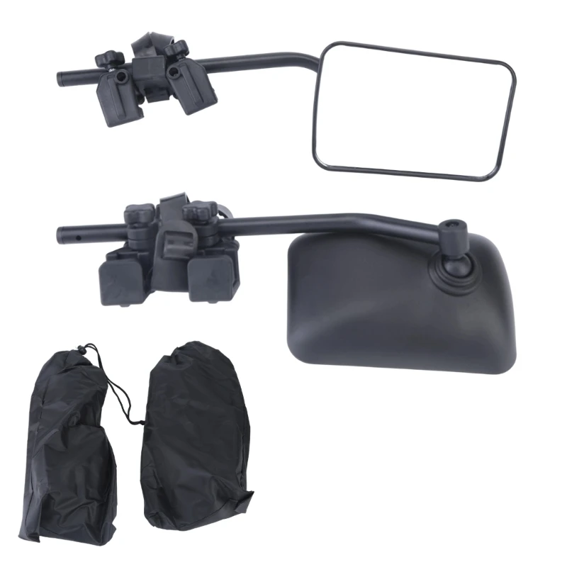 Pickup Rearview Mirror Replacement Pair with Extended Arm Support, Wide Rectangular Glass, Clamps On Bracket Design for 68UF