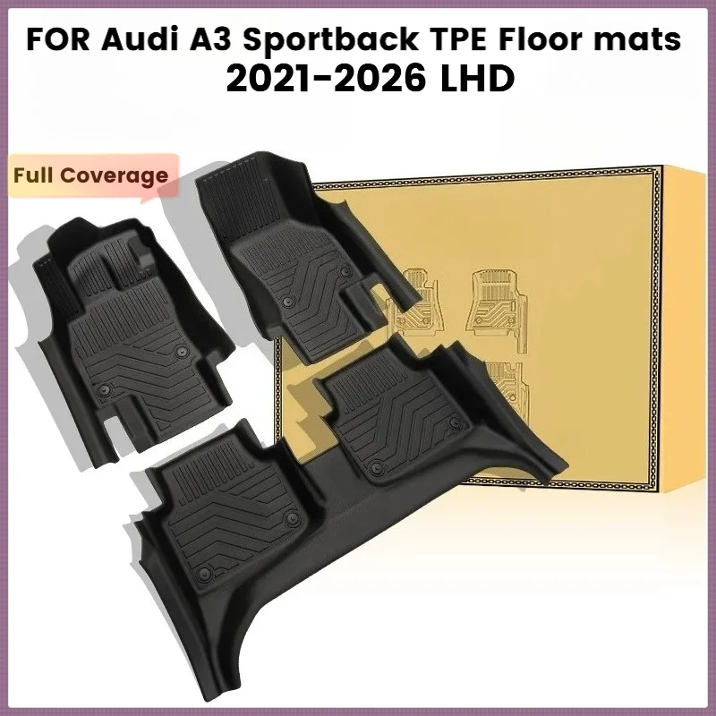 5D TPE Floor Mats For Audi A3 Sportback Hatchback 2021-2026| LHD Full Coverage All-Weather Waterproof Cargo Liner Accessories