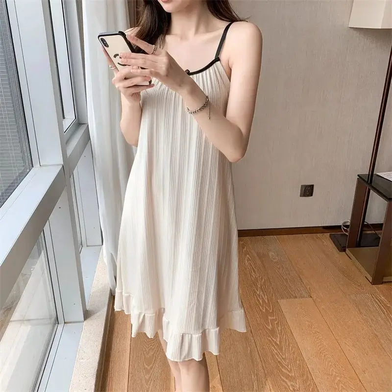 

Sling Nightgown Women's Summer Loose Pajamas Women's Sweet and Sexy batas de dormir para mujer nightwears for ladies