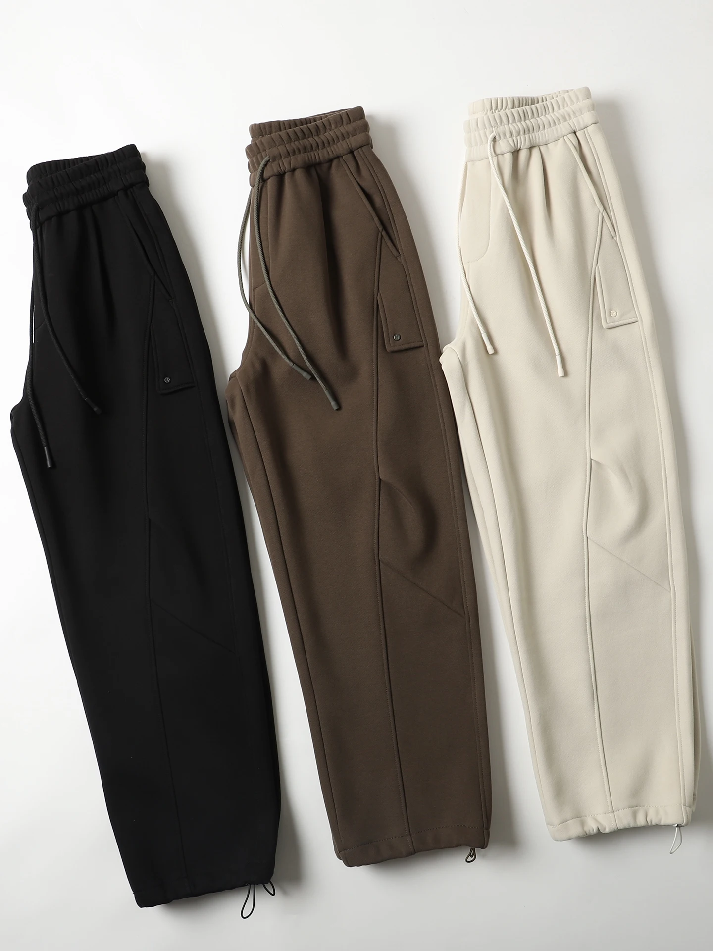 

Мужские универсальные брюки-карго в японском стиле, плиссированные, утепленные флисом, свободного кроя, зауженные, длинные, модные