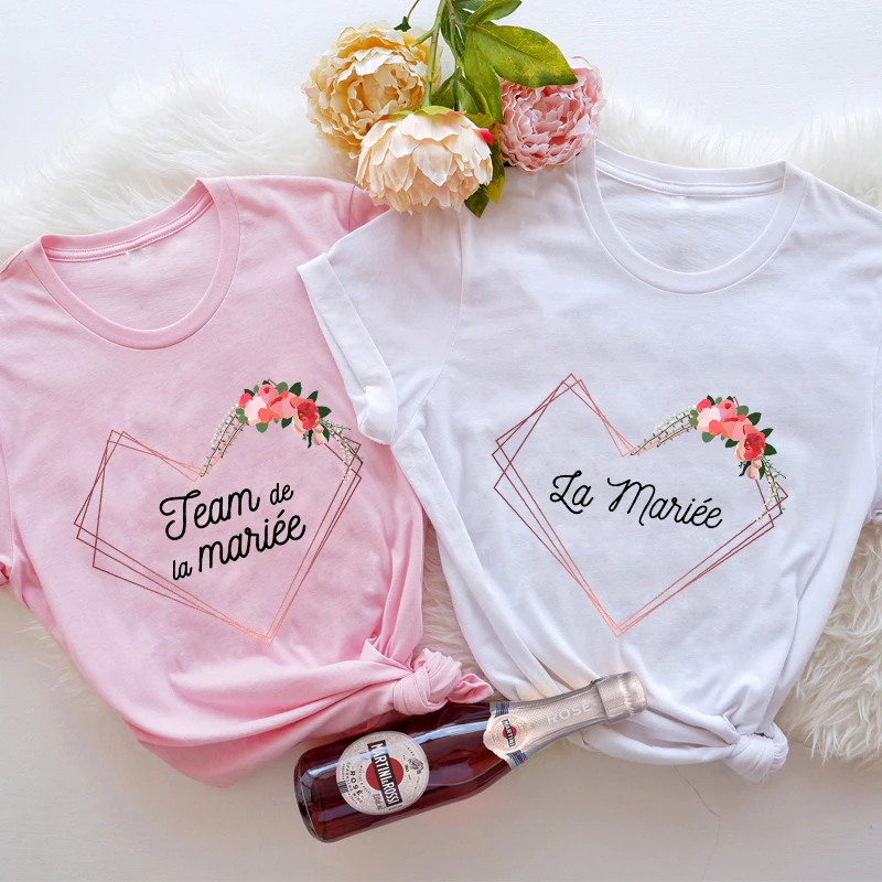 French Girls Single Farewell Bridal Wedding T-shirt Team Future Bride Tops Women Bachelorette EVJF Party Shirt Short Sleeved Tee