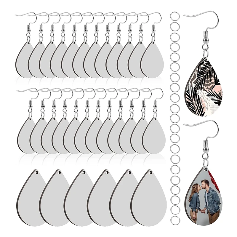 

30 Pcs Sublimation Blanks Products, Sublimation Earring Blanks With Earring Hooks And Jump Rings