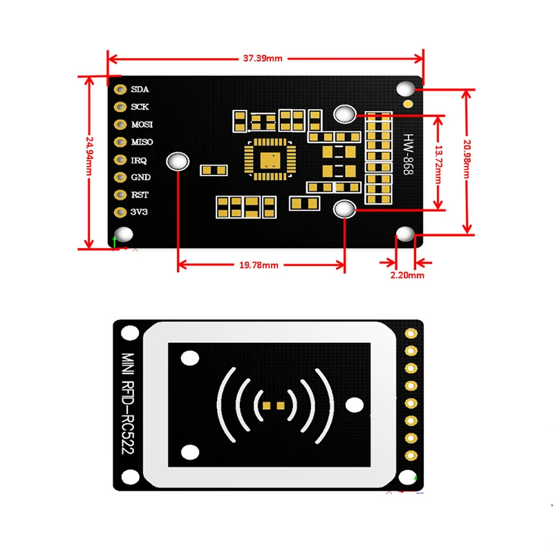 RC-522 Antenna RFID IC Wireless Module For Arduino IC KEY SPI Writer Reader IC Card Proximity Module 13.56MHZ