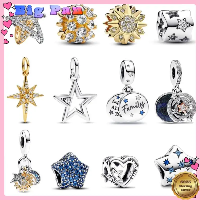 

Hot Sale Dazzling 925 Silver Shining Hollow Winding Stars Dangle Charm Fit Original Bracelet Beautiful And Elegant Jewelry Gift