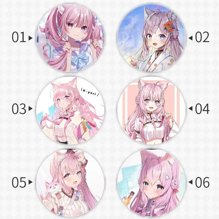 شارة الرسوم المتحركة أنيمي للزينة على ظهره ، بروش تأثيري ، على ظهره لتقوم بها بنفسك ، ملحقات مرساة ، Hakui Koyori ، YouTuber VTuber ، 58 مللي متر