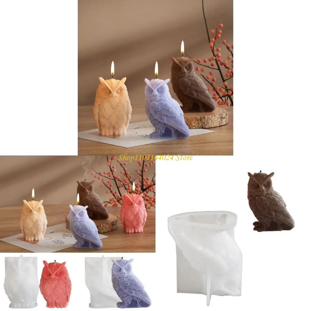 

N5KE Silicone Ornament Molds Soap Making Moulds Owl Mold Silicone Texture Suitable for Home Decorative Project