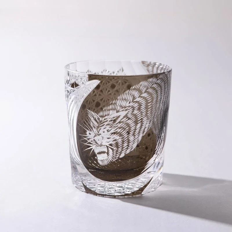 Zodiac Tiger hand-carved crystal glass, whiskey foreign wine cup gift