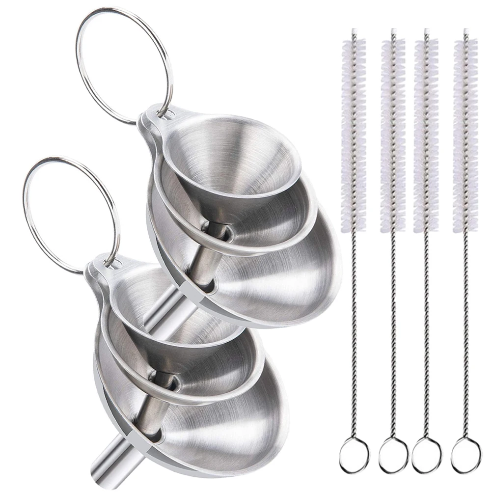 

1 set Stainless Steel Funnel Kit for Kitchen Home Reusable Funnels Filling Small Bottles Oil Liquor Transfer Tools