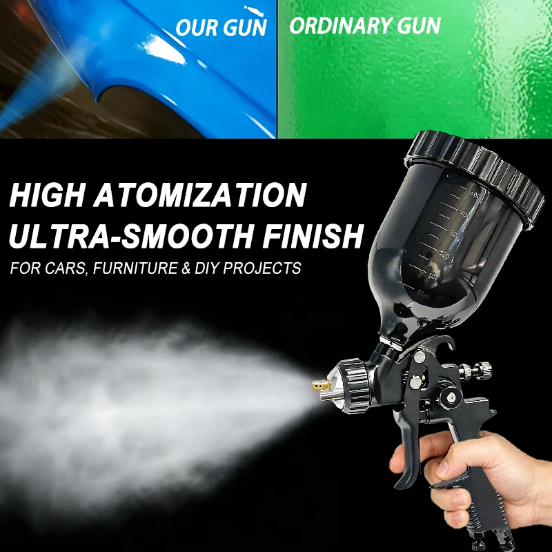 

HVLP Gravity Feed Air Spray Gun 1.3mm Nozzle 600cc Cup Pneumatic Paint Sprayer for Car Furniture Metal Painting