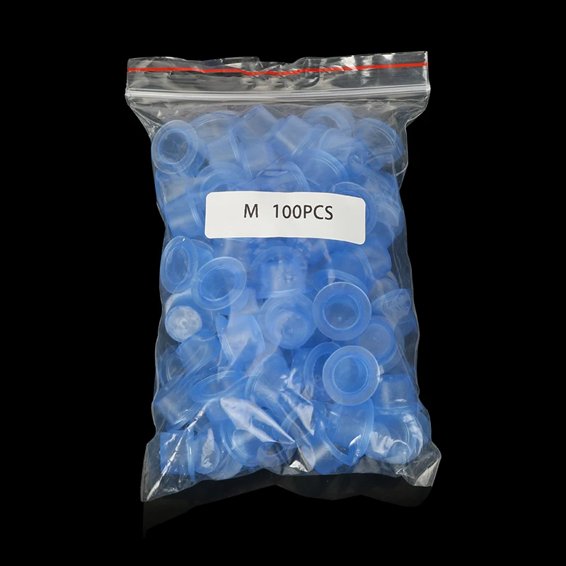 100 Pieces S/M/ Soft  Silicone Disposable Microblading  Blue Transparent Tattoo Ink Cup Permanent Makeup Accessories Container