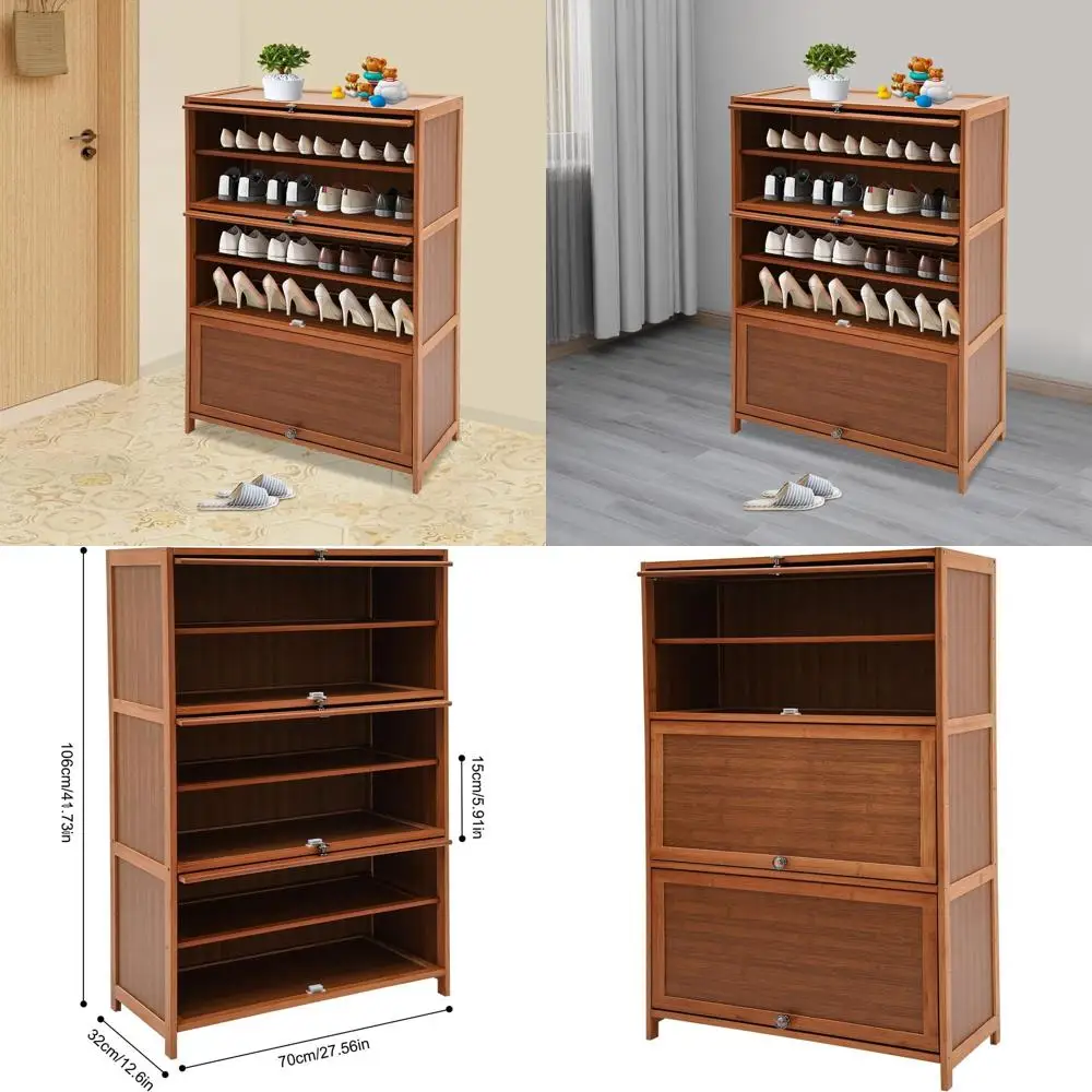 

7-Tier Bamboo Shoe Rack Organizer for Home Entryway and Hallway