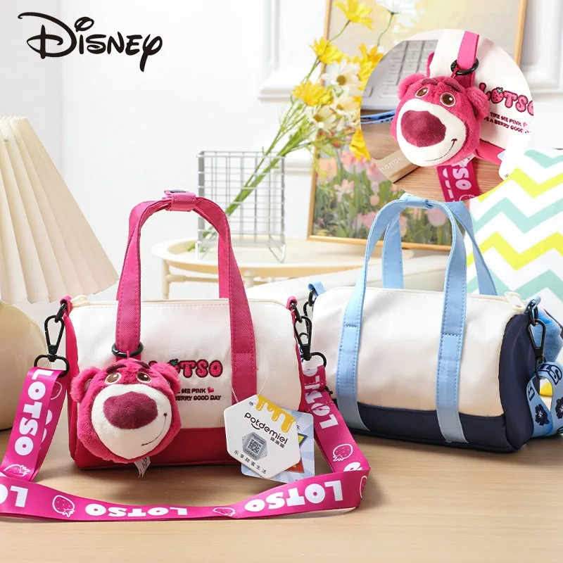 Anime Disney Lotso ścieg torebka kreskówka pluszowy wisiorek rekreacyjna mała okrągła kok torba na siłownię wszechstronna torba Crossbody