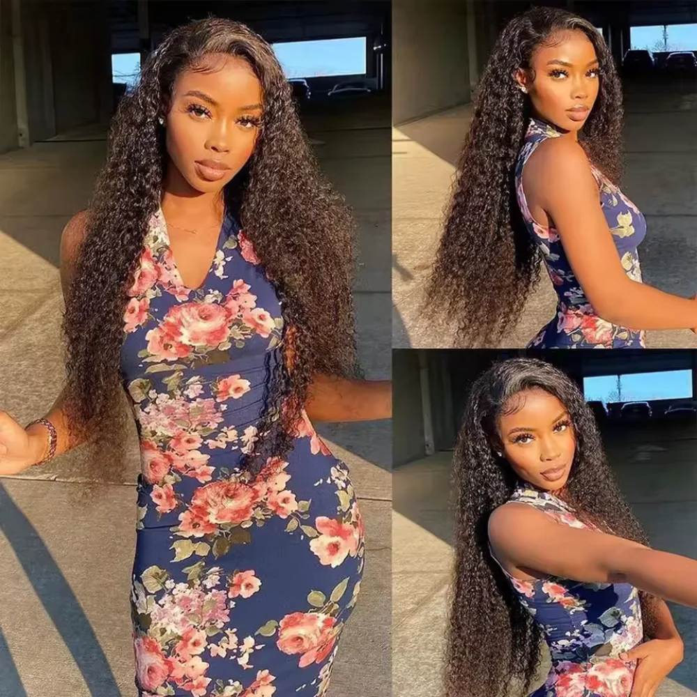 250% Density Loose Curly Deep Wave Lace Frontal Wigs Brazilian Virgin Human Hair Transparent HD 13x4 13x6 Lace Front Wigs image 2