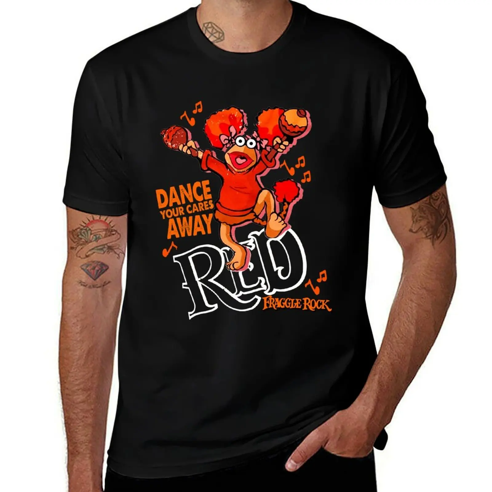 Fraggle Rock Red Dance Your Cares Away T-Shirt Work Style Casual T-Shirt