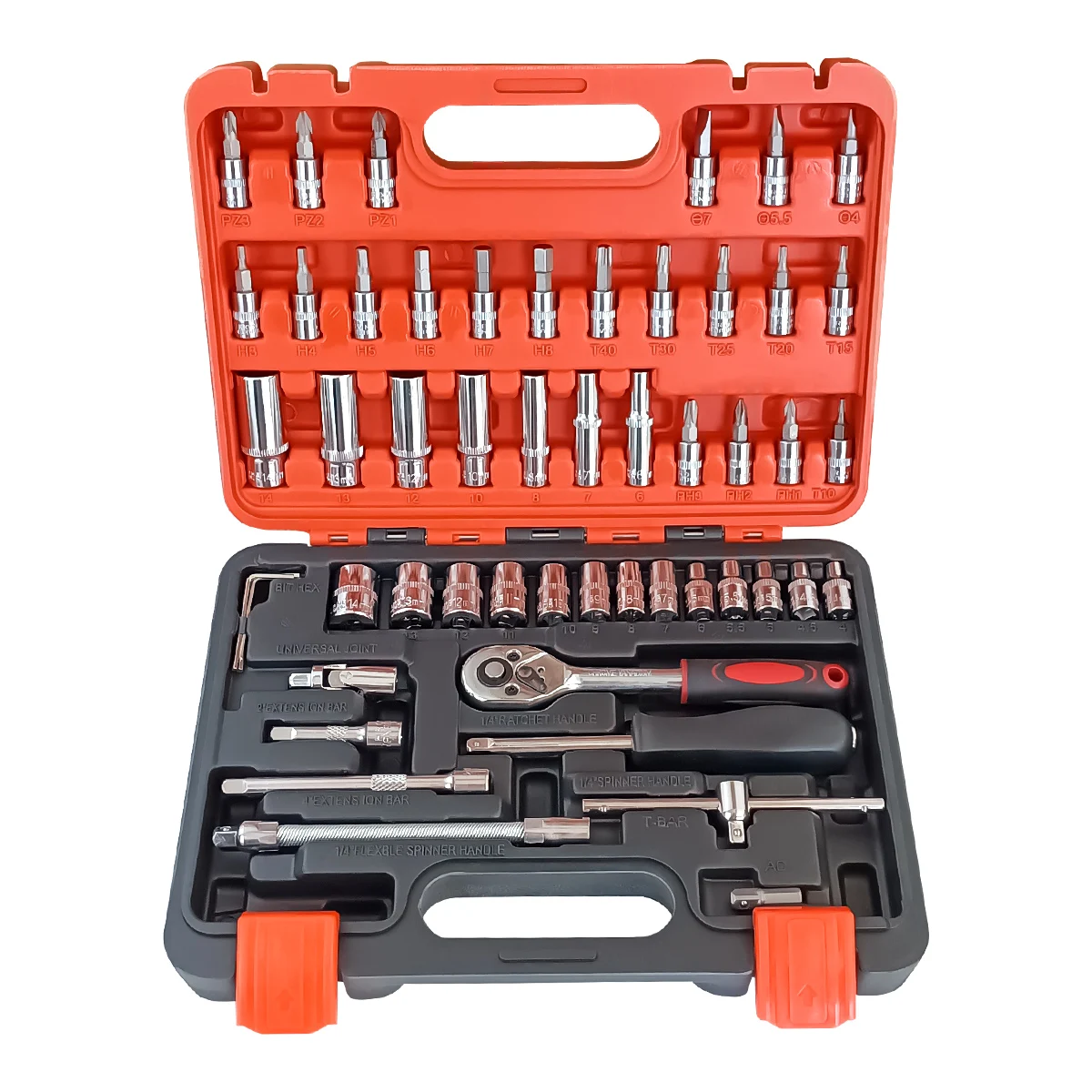 

53pcs socket tool set, metric (8 to 22mm), automotive/bicycle repair mechanical tool kit, 1/2*1/4 size, equipped with ratchet ha