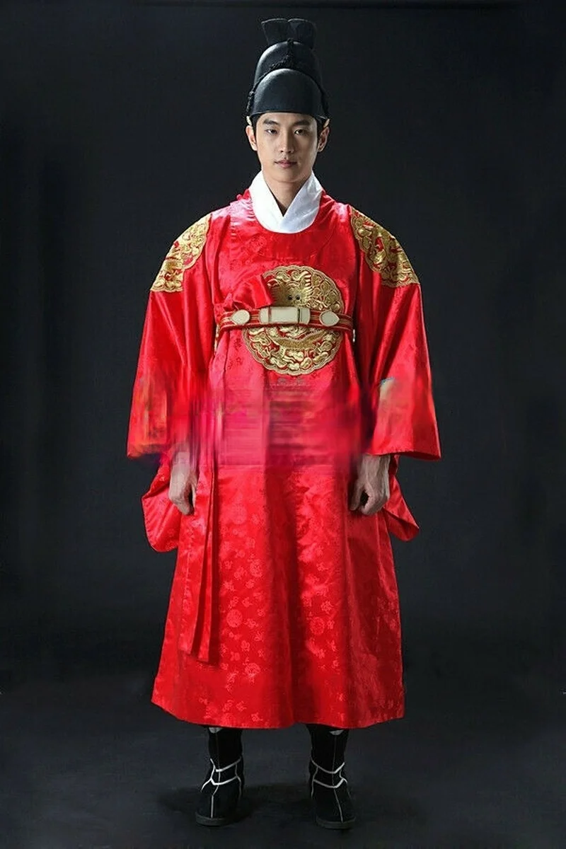 Disfraces tradicionales de reyes antiguos hechos de telas importadas de Corea del Sur, disfraces de Hanbok para hombres para eventos a gran escala