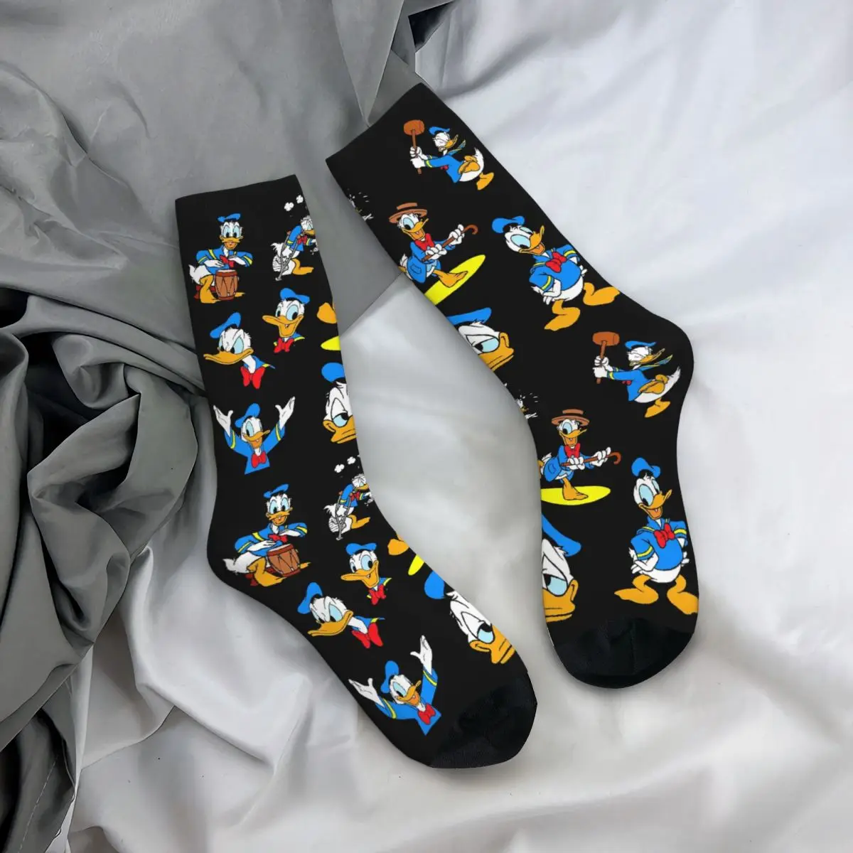 Donald Duck Collage Sokken Harajuku Zweetabsorberende Kousen Het hele seizoen Lange Sokken Accessoires voor Man Vrouw Verjaardagscadeau