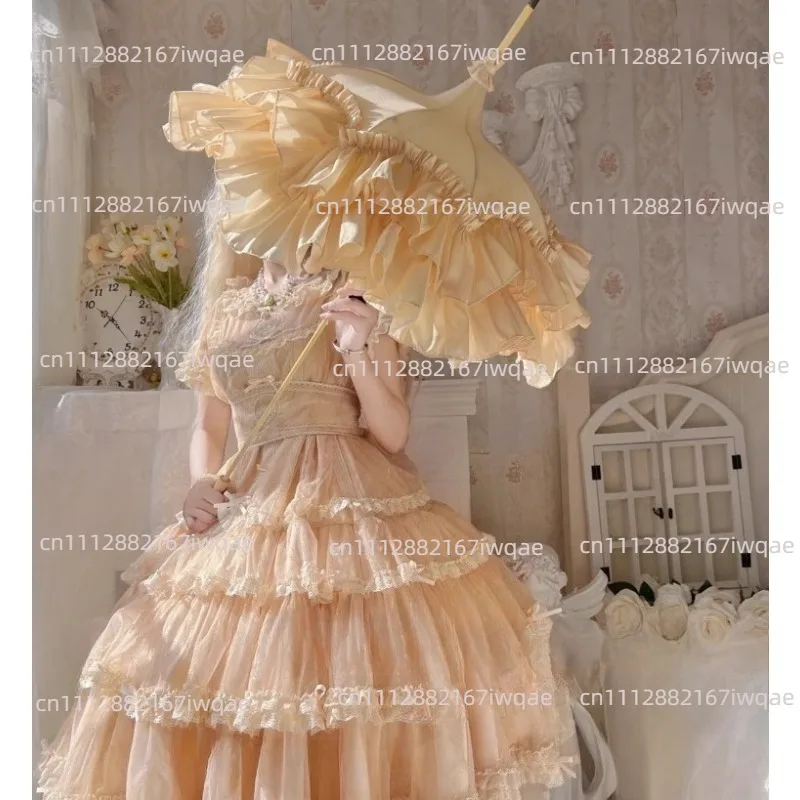 Handmade Vintage Long Handle Umbrella Prop for Photography & Cosplay