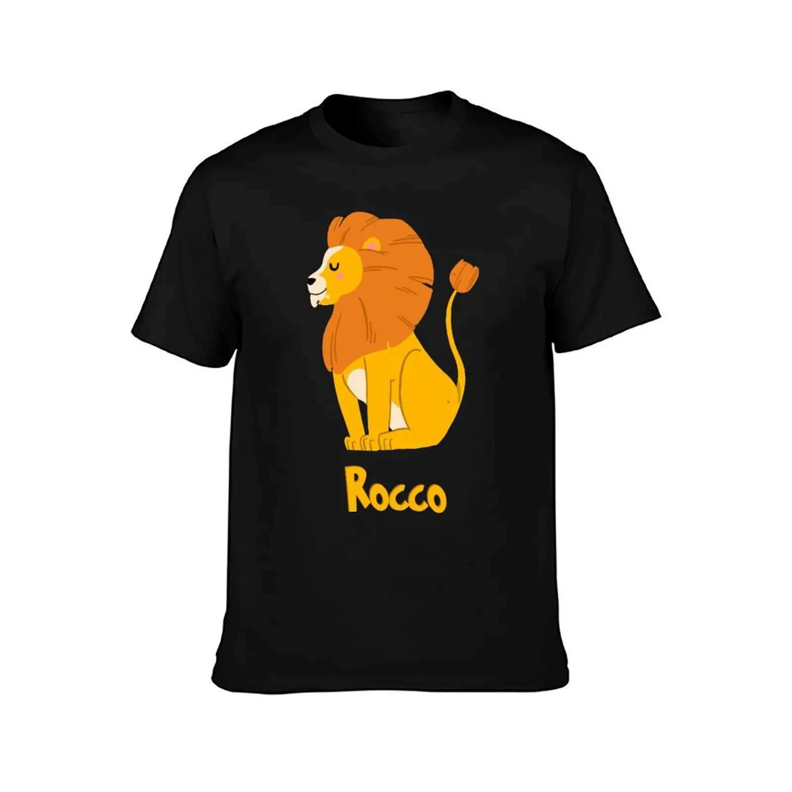 Rocco Lion Baby Boy Wild Animal Name T-Shirt, Summer Casual Cotton Tee, Oversized Streetwear Tops, Vintage Graphic Print