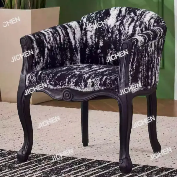 JC Solid Wood Dining Chairs Retro American Vintage Farmhouse Dining Armchairs Living Room Home Use Single Seat Sofa Chairs