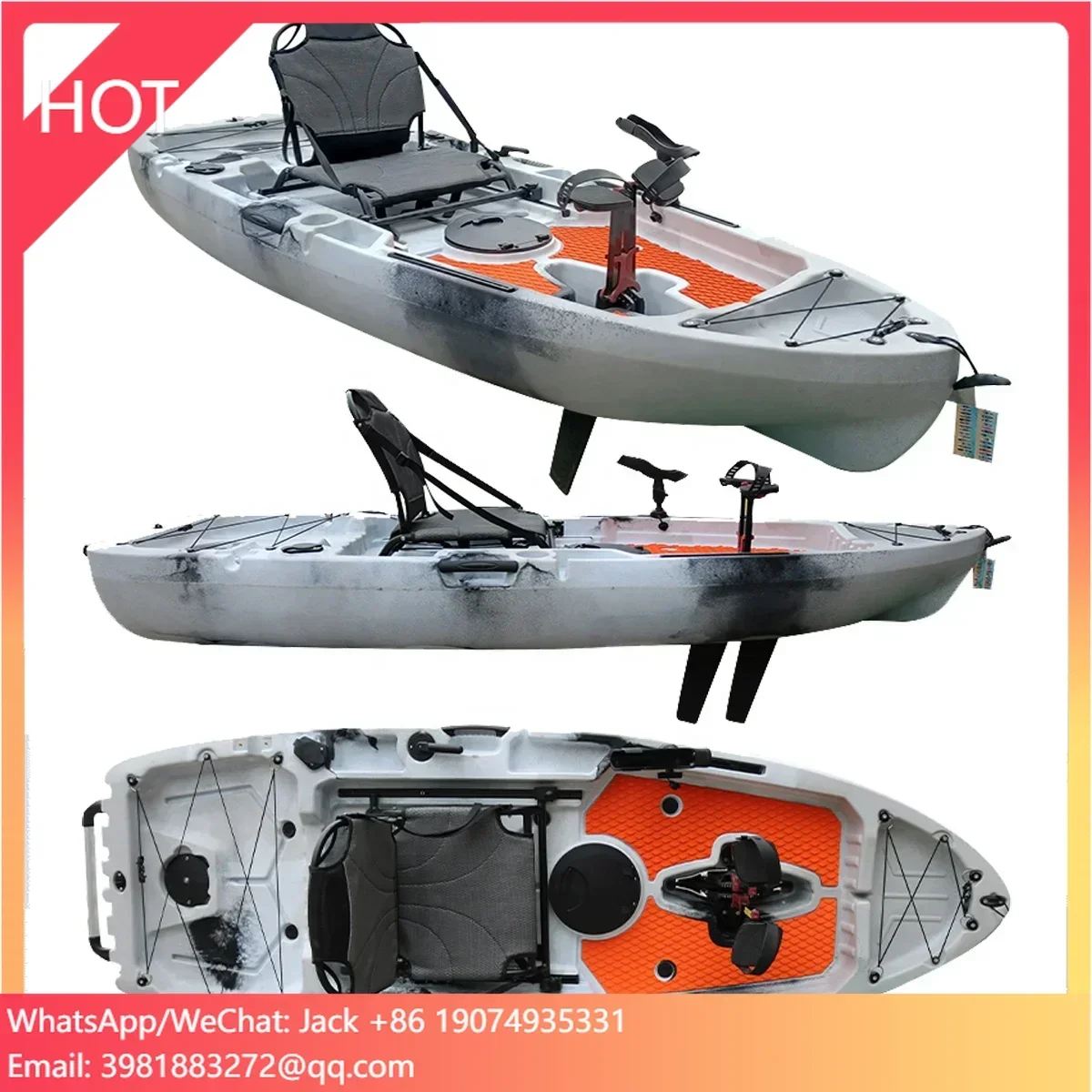 

Plastic Fishing Kayak With Pedal Drive Canoe Kayak Fishing Boat Single Seat Sit On Top Pedal Kayak PE 8FT CE Certificate VK 1pcs