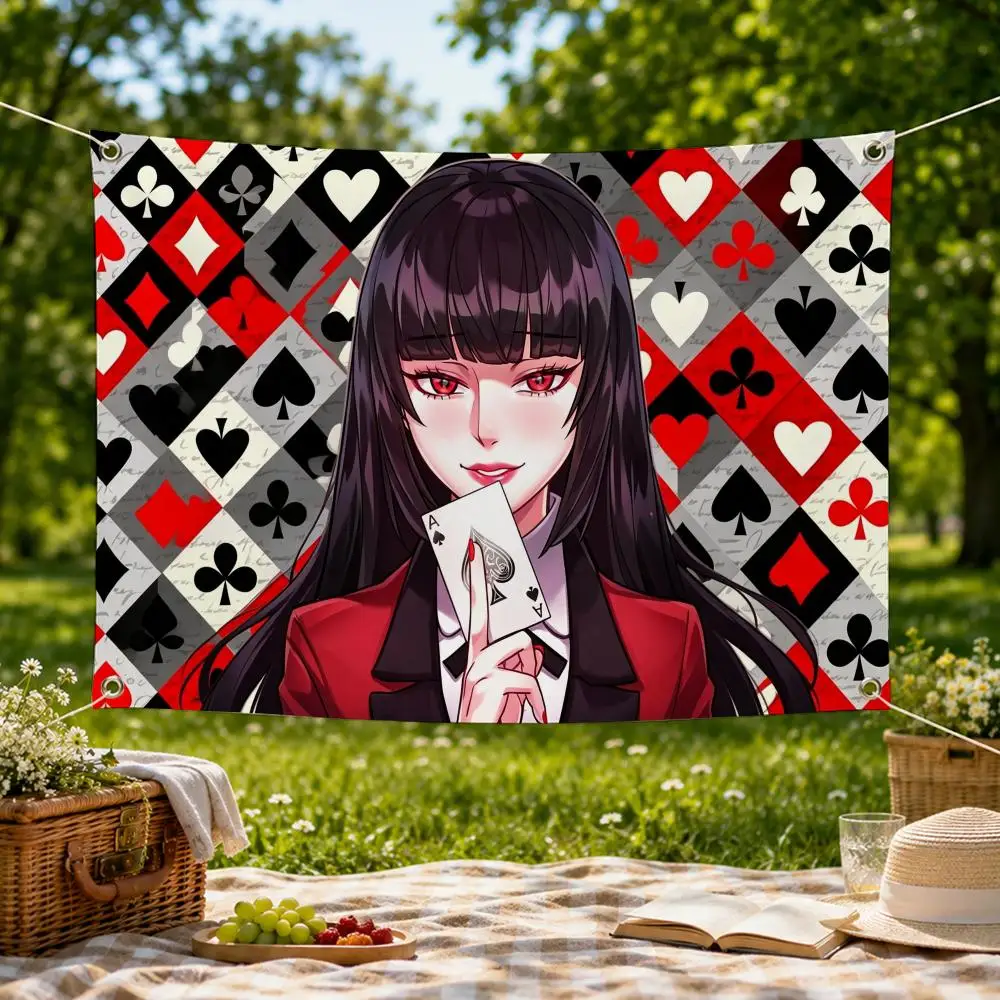 Anime Kakegurui Gambling School Flags Wall Hanging Flag Banner for Bedroom Dorm Party Festival Camping Indoor Outdoor Decor