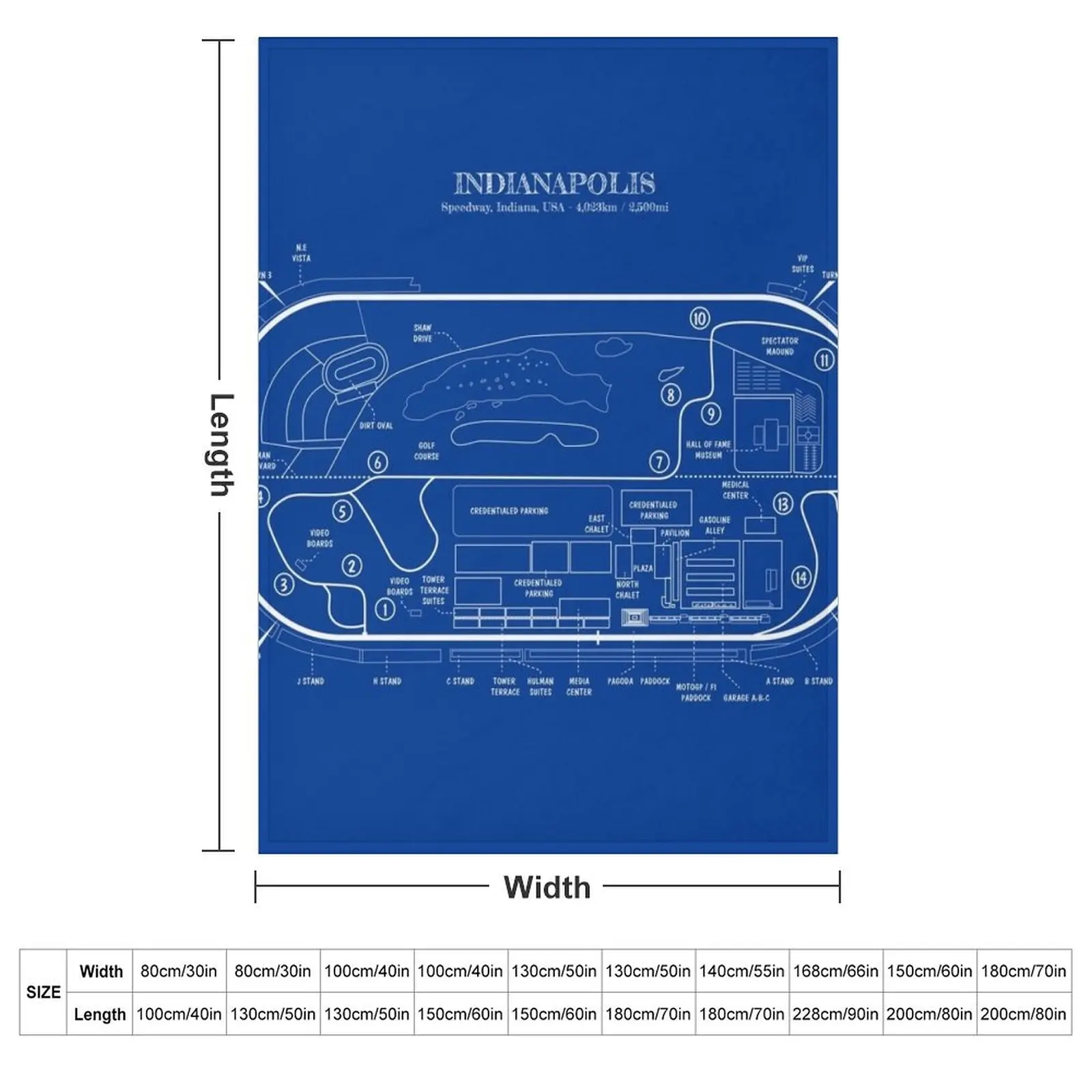 Indianapolis Motor Speedway (White Stencil-No Background) Throw Blanket couch cozy soft plush fuzzy picnic outdoor blanket