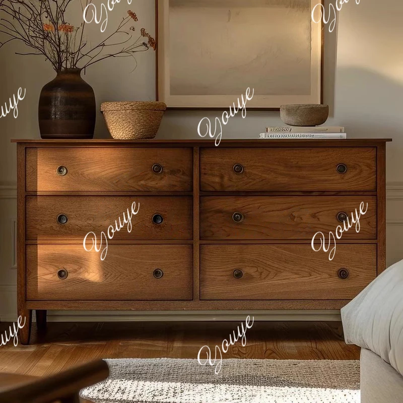 

French vintage distressed solid wood chest of drawers vintage style bedroom storage cabinet storage cabinet into the home Americ