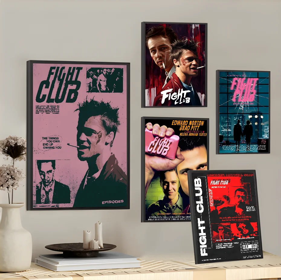 Cool F-Fight C-Clubs Classic Film Retro Poster Sticky Wall Art Printing Waterproof Home Living Bed Room Bar Aesthetic Decor