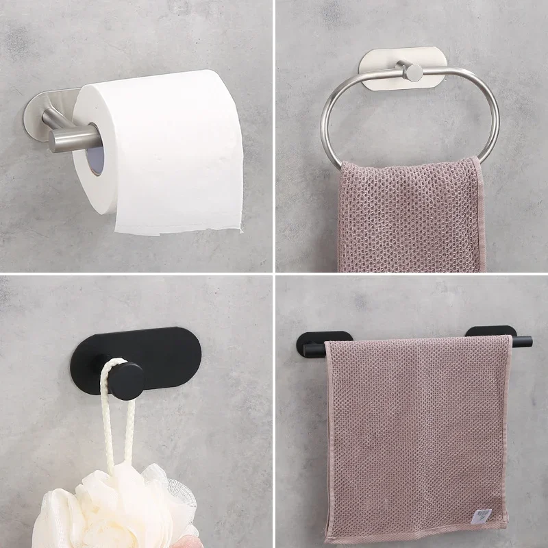 Adhesive Stainless Toilet Paper Holder Bathroom Wall Mount Storage Stand Kitchen Roll Paper Tissue Towel Dispenser Napkins Rack