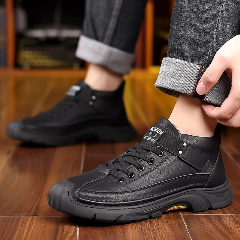 

2025 г. Мужские большие желтые ботинки для улицы, водоотталкивающее покрытие, средние - верхние рабочие ботинки в британском стиле в стиле ретро, зимние зимние хлопковые ботинки Fas