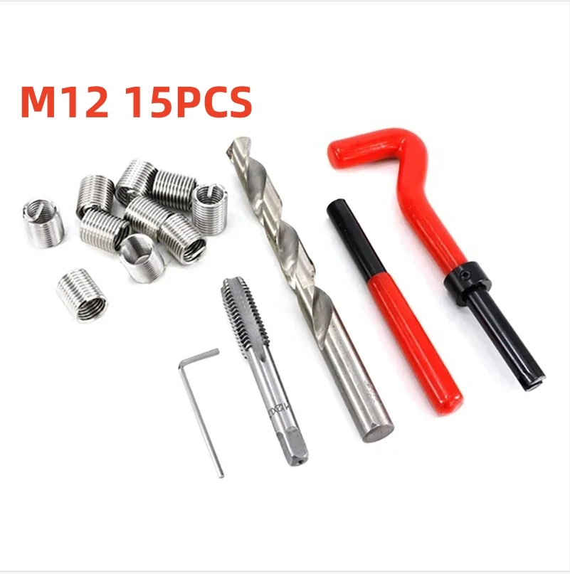 30-teiliges Reparatur-Einsatz-Set für Schräggewinde aus Edelstahl, M5/M6/M8 Vollgewinde, Blechschrauben-Hülsen-Set für Reparatur und Gewinde – Detail 10