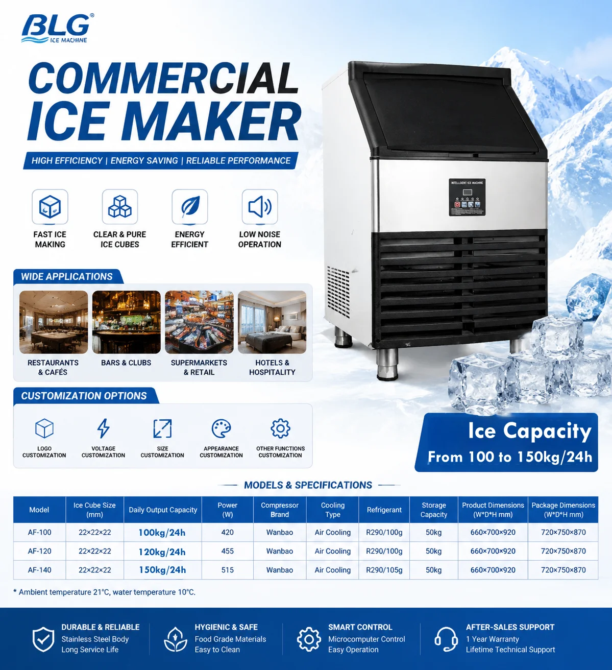 Commercial Cube Ice Making Machine Durable Stable Ice Output for Catering Bar Beverage Business Application