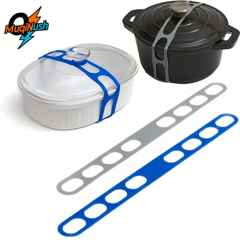 

MuqiNush 1/2Pcs Durable Silicone LunchBox Strap High Quality Pot Elastic Binding Universal Convenient Boxes Lid Retaining Straps