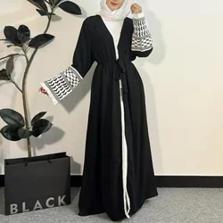 Open Front Abaya Muslim Long Sleeve Cardigan Abayas Maxi Dress Women's Clothing Tassel Embroidery Out Kaftans Women Jilbabs