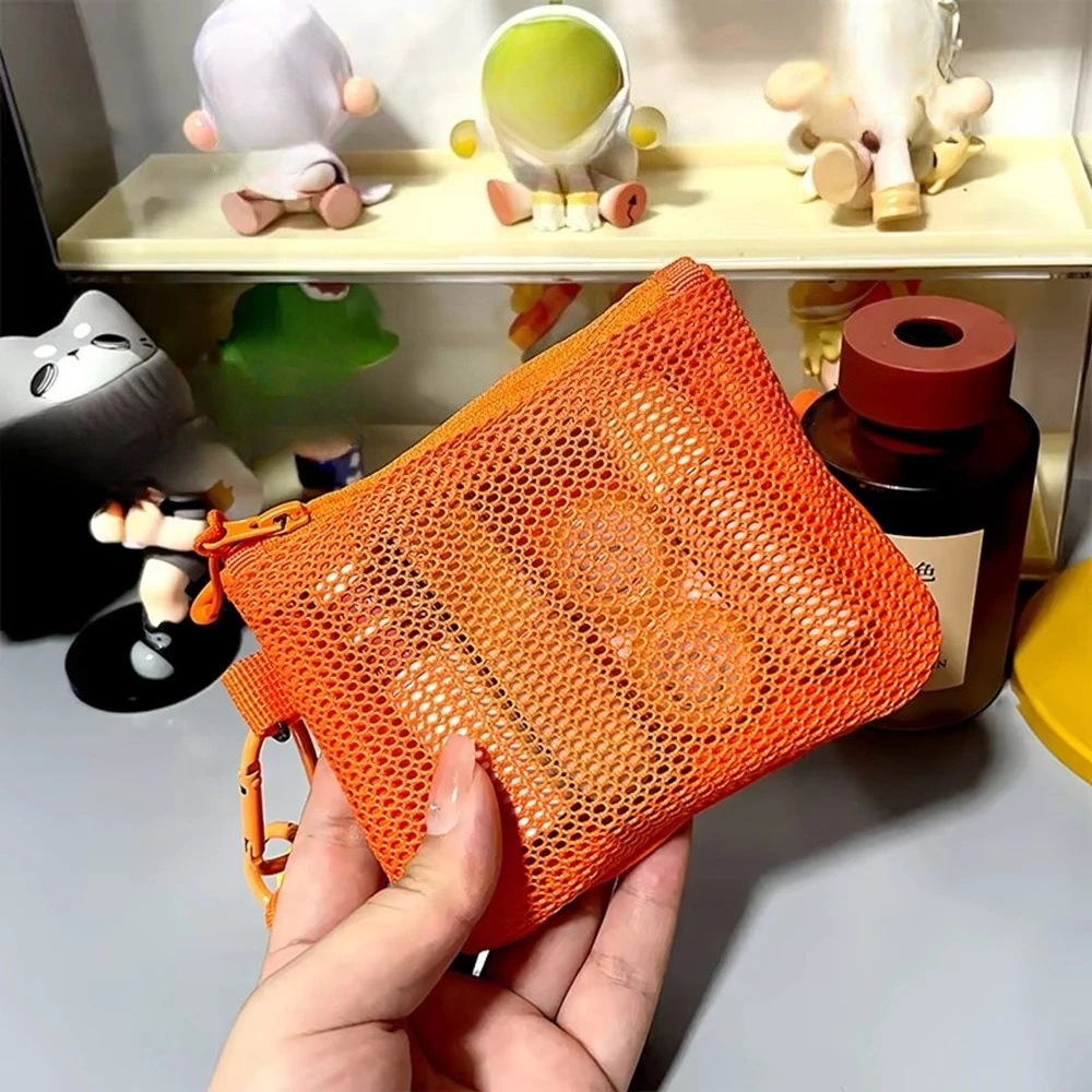 New Travel Makeup Storage Bags Mesh Coin Purse Simple Portable Mini Bag Multi-purpose Square Bag Double-layer Zipper Card Holder
